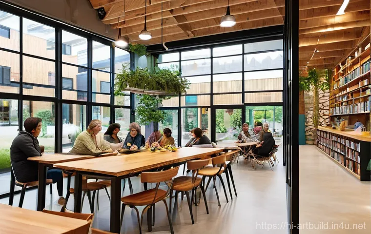 도서관 건축 사례 연구 - **Prompt 2: "Future-Forward Learning Hub: Technology Meets Tradition"**
    An interior shot of a cu...