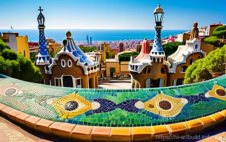 가우디 건축 작품 탐방 - **A majestic interior view of the Sagrada Familia, bathed in ethereal light.** Towering, tree-like c...