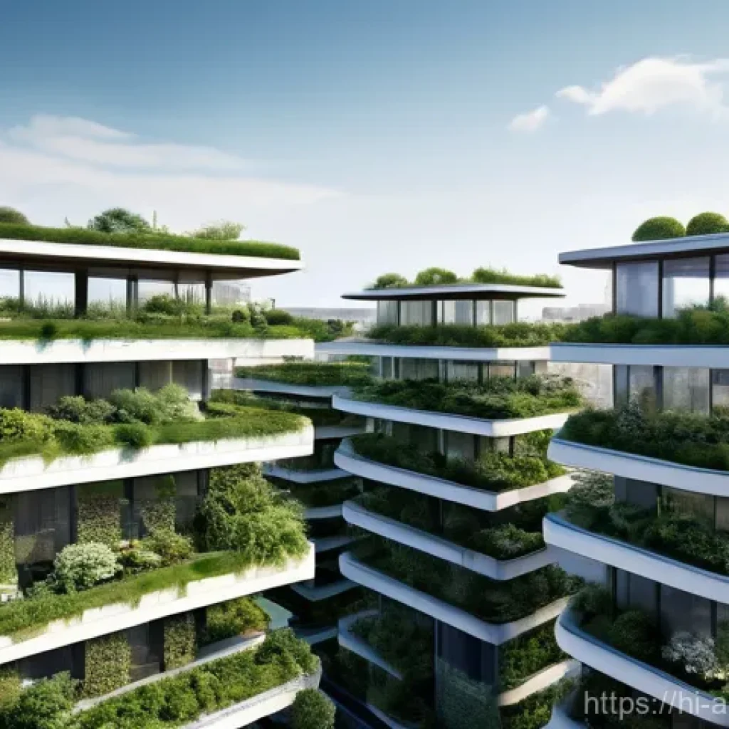 친환경 콘크리트 개발 동향 - **Prompt 1: "A harmonious aerial view of a futuristic, sustainably built city where modern architect...