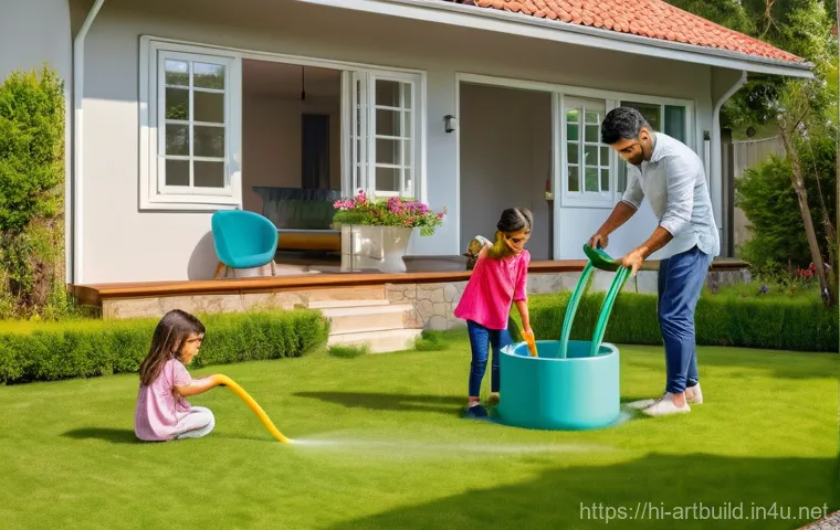 공동주택 vs 단독주택 비교 - **Prompt 1: Serene Family Life in a Custom-Built Independent House with a Lush Garden**
    "A happy...