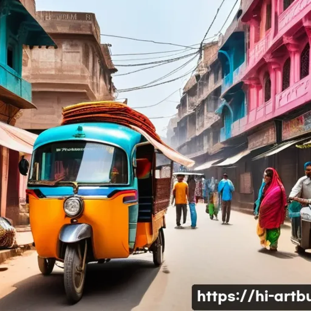 도시와 건축의 사회적 역할 - A vibrant urban street scene in an Indian city blending old and new architecture: narrow alleys with...