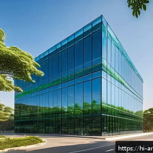 Home 17 유리 건축의 가능성과 한계 - A futuristic smart building in an Indian urban setting featuring large glass facades made from therm...